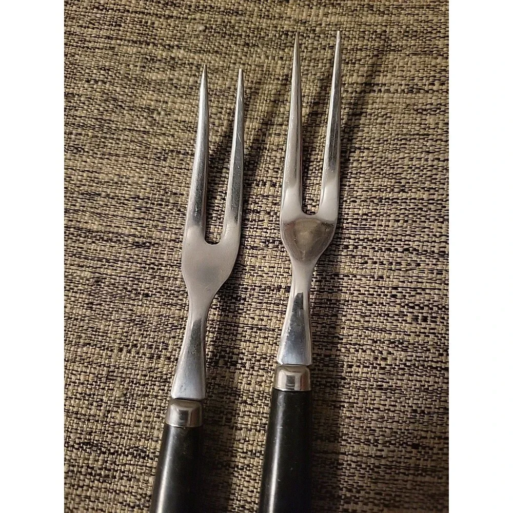 Pair Fondue Forks MCM Black Handle Vollrath Japan Vintage h'orderves Appetizer